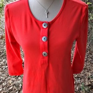 Tommy Hilfiger 3/4 Sleeve Orange L Woman's Top
